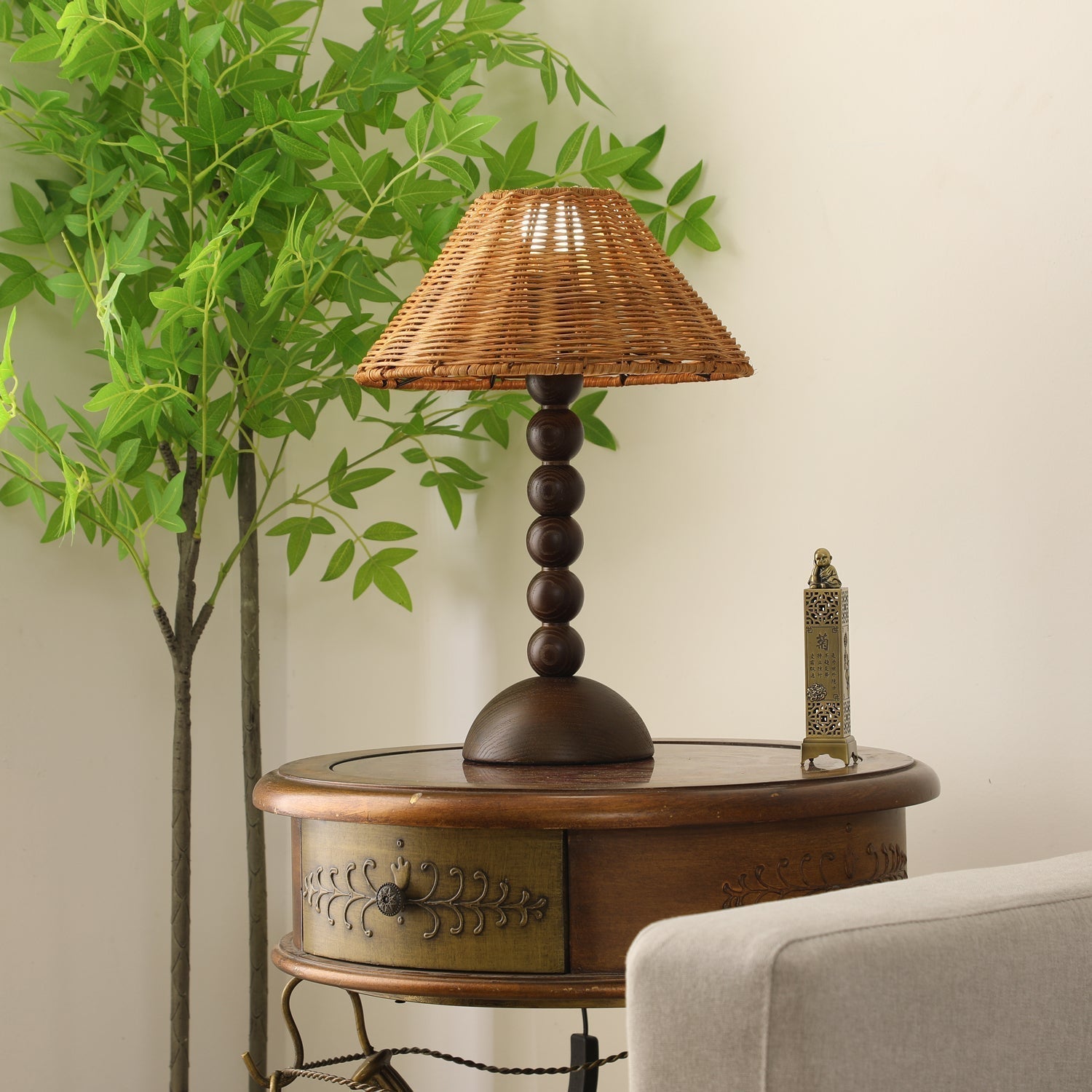 Auroran Wood & Rattan Table Lamp