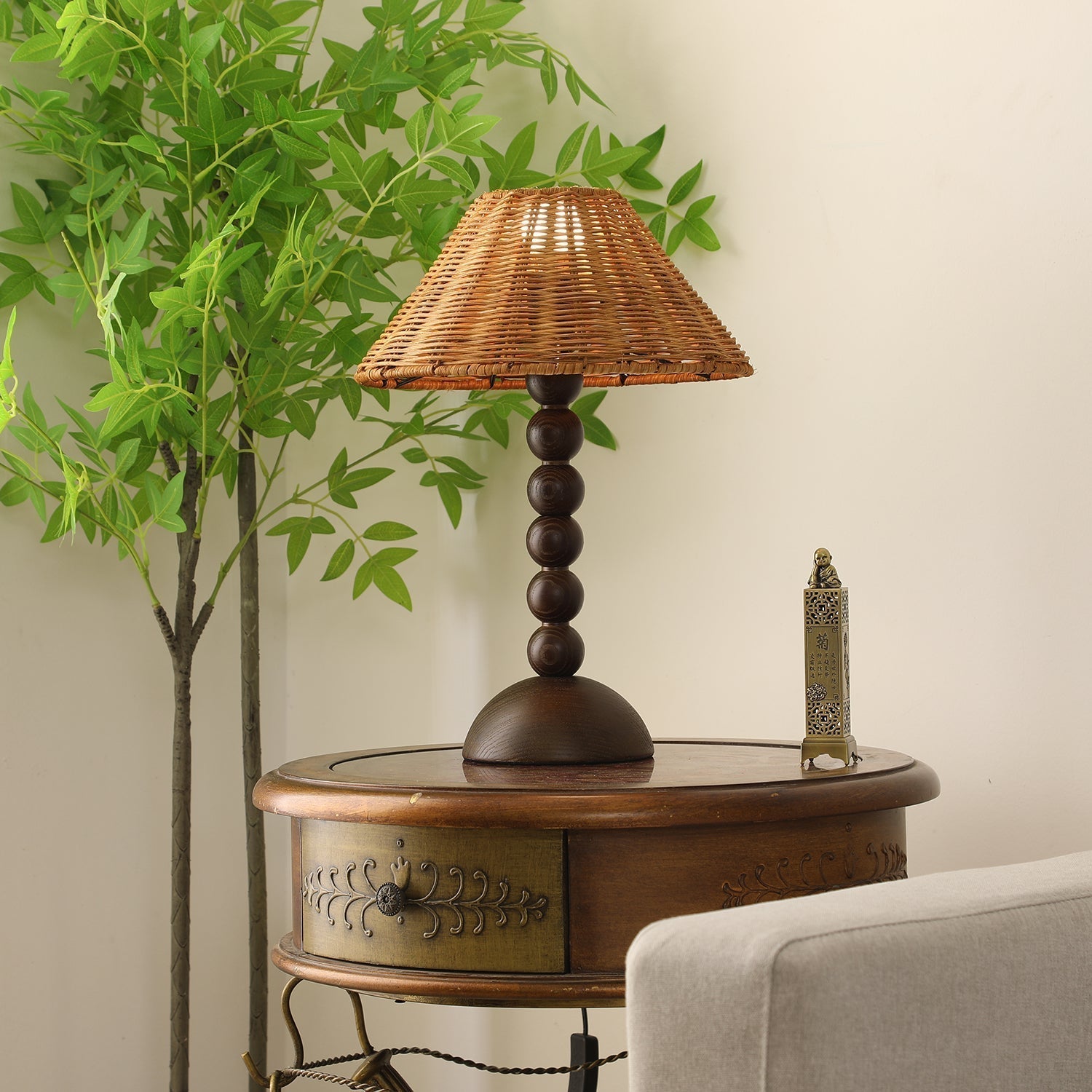 Auroran Wood & Rattan Table Lamp