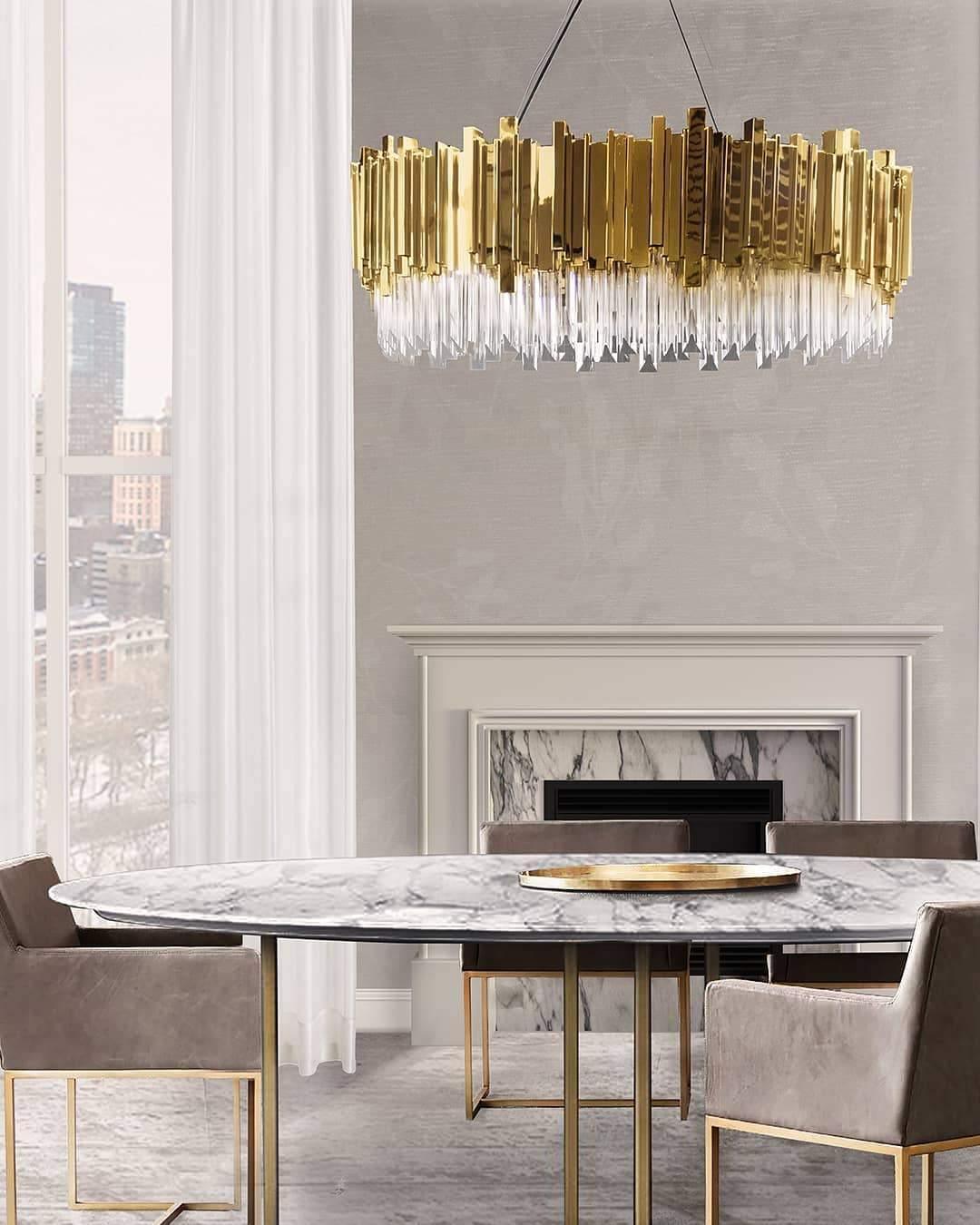 Avenu Chandelier Gold Crystal Golden