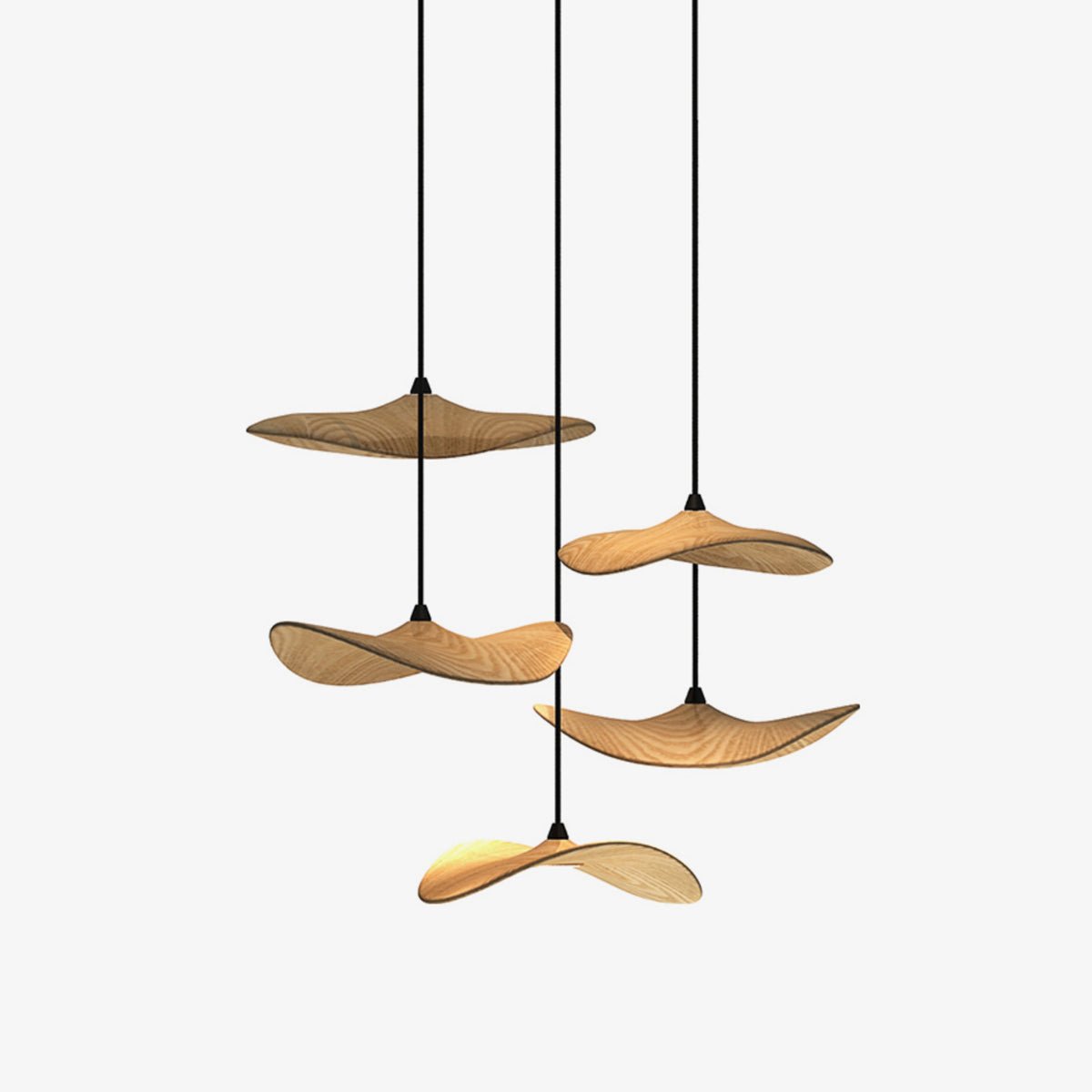 Abbott Modern Minimalist Empty Leaf Wood Chandelier
