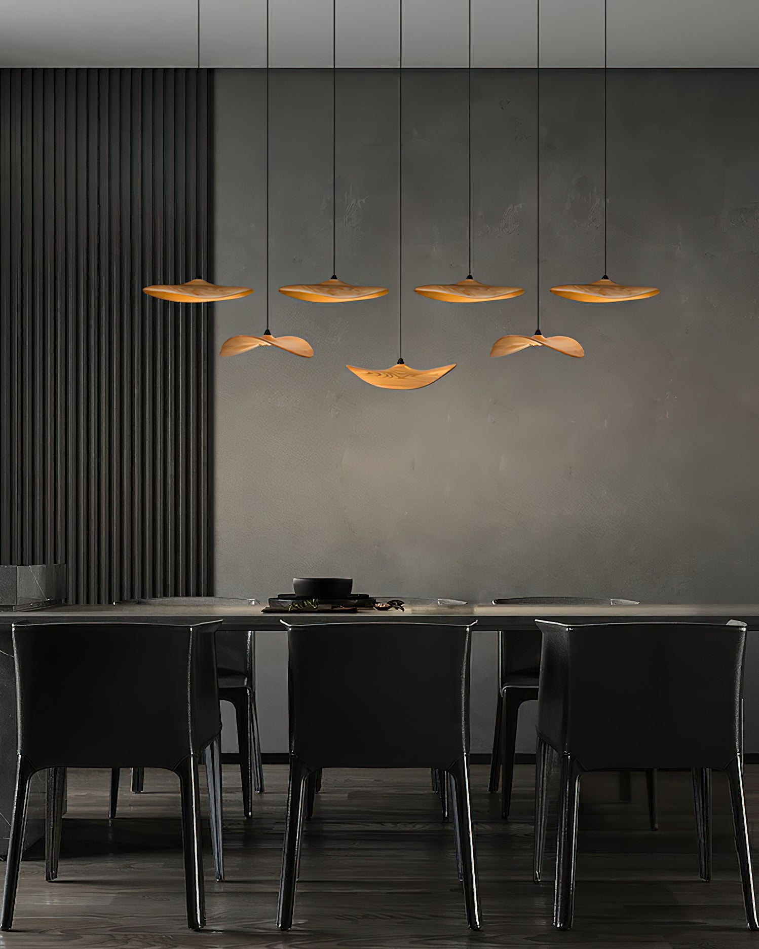 Abbott Modern Minimalist Empty Leaf Wood Chandelier