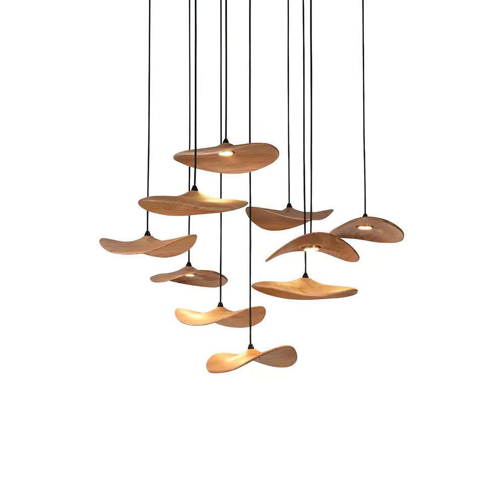 Abbott Modern Minimalist Empty Leaf Wood Chandelier
