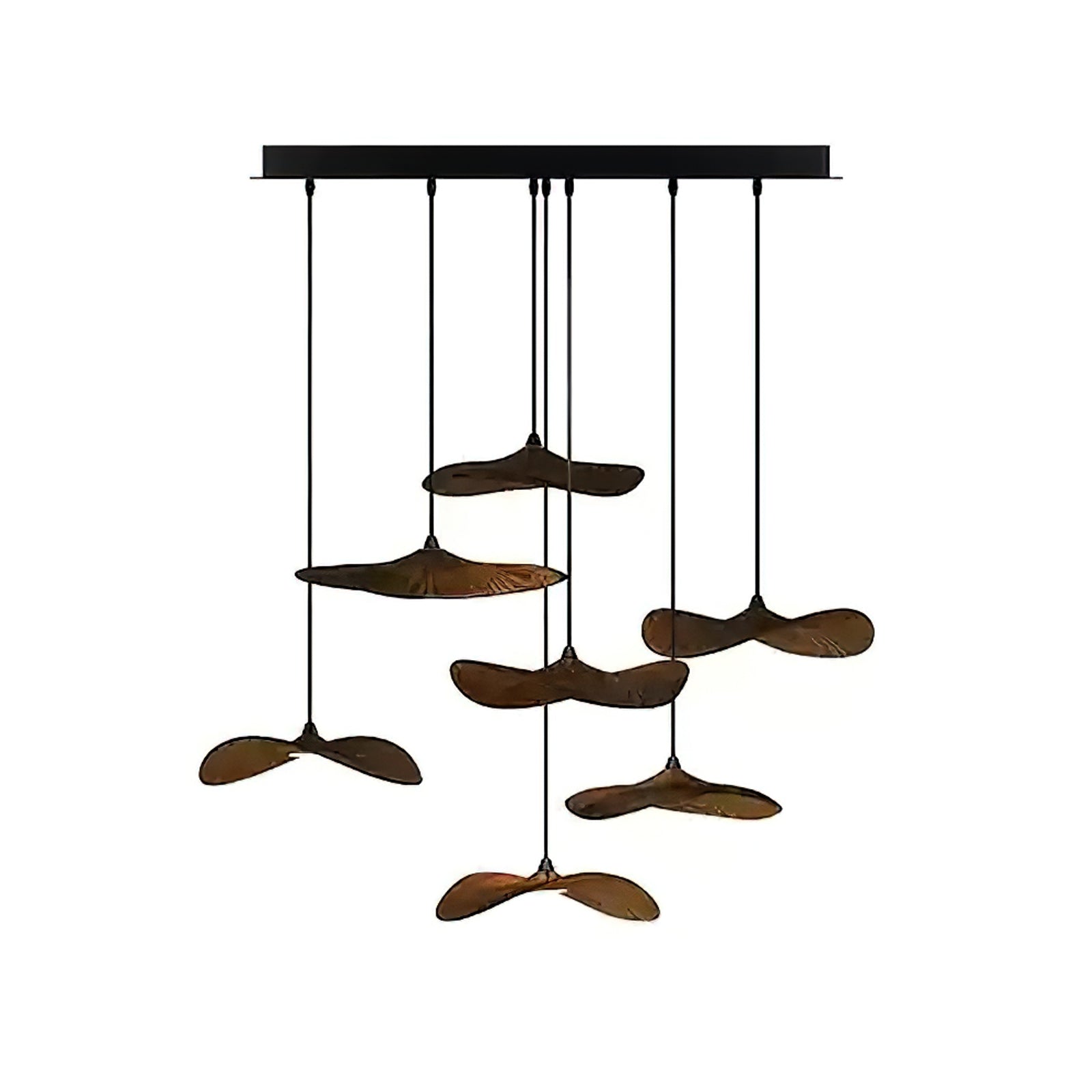 Abbott Modern Minimalist Empty Leaf Wood Chandelier