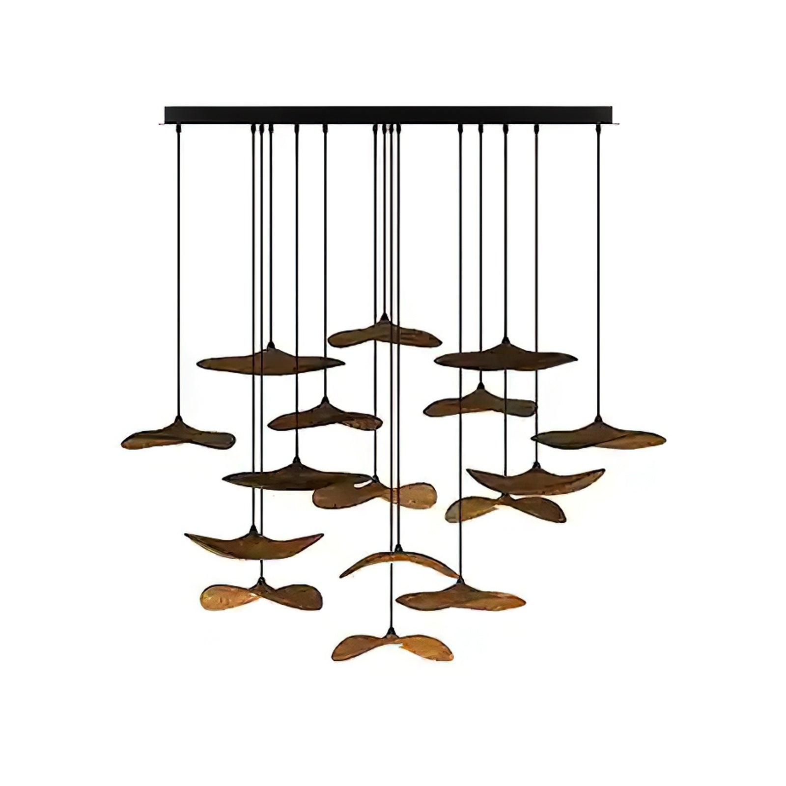 Abbott Modern Minimalist Empty Leaf Wood Chandelier