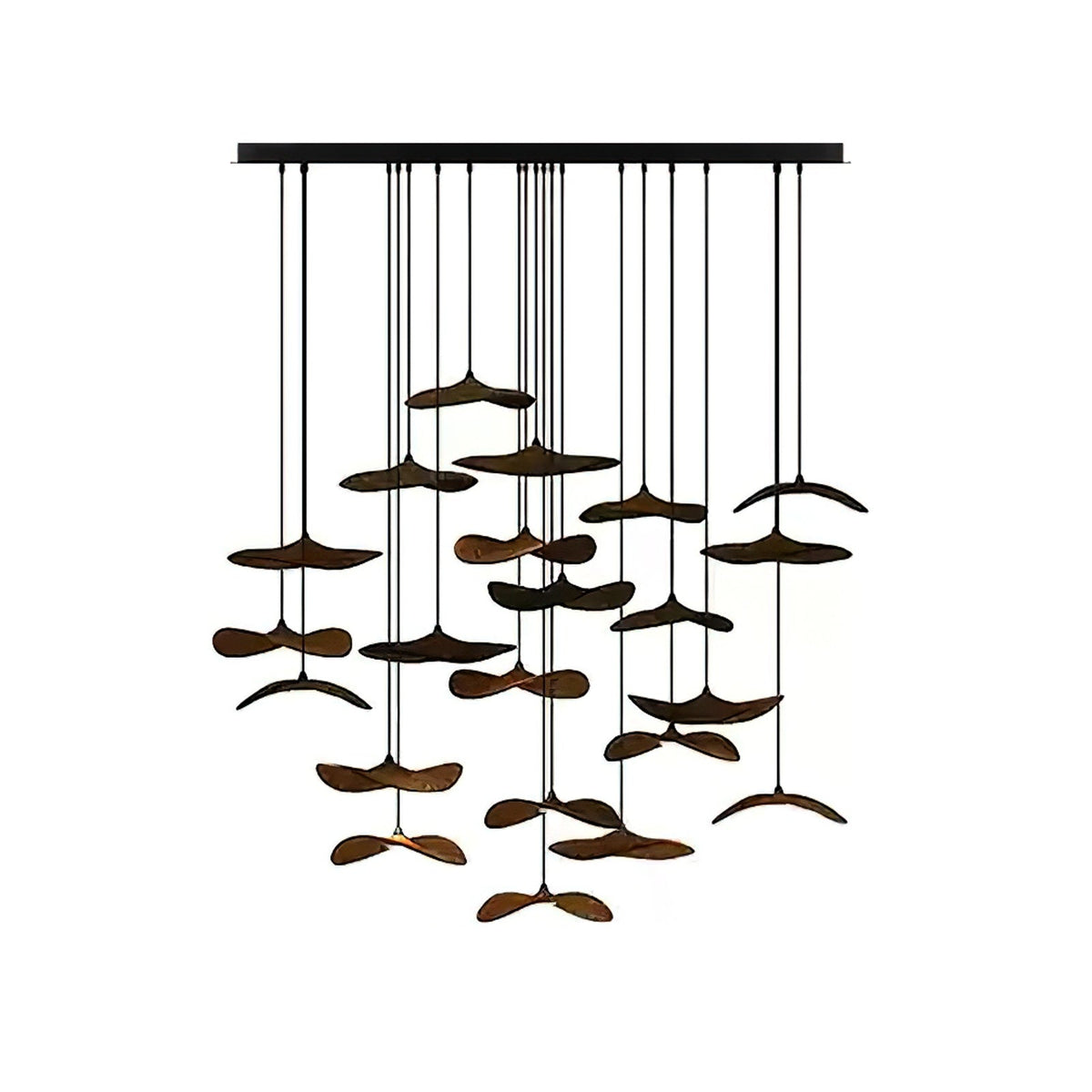 Abbott Modern Minimalist Empty Leaf Wood Chandelier