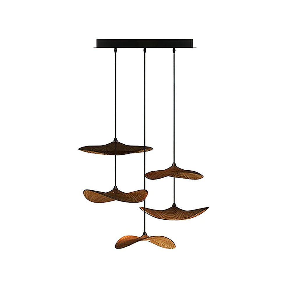 Abbott Modern Minimalist Empty Leaf Wood Chandelier