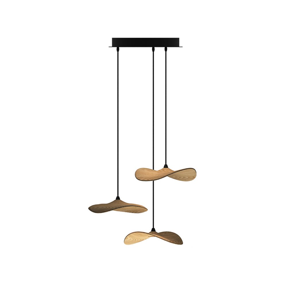 Abbott Modern Minimalist Empty Leaf Wood Chandelier