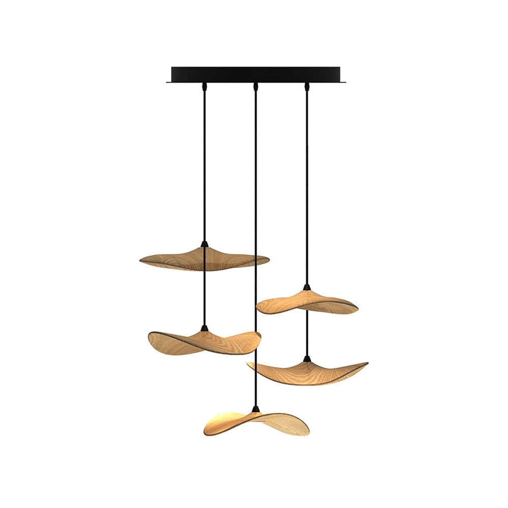 Abbott Modern Minimalist Empty Leaf Wood Chandelier