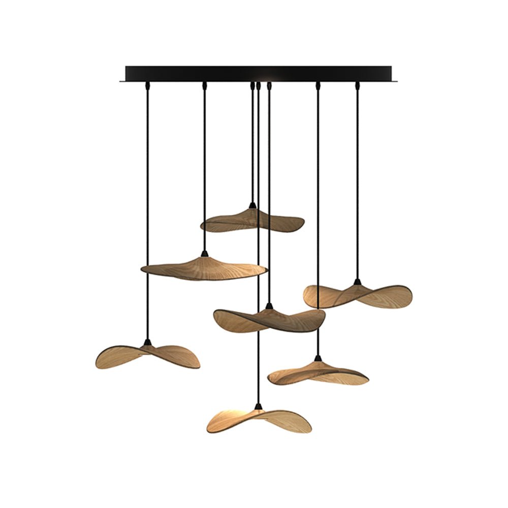 Abbott Modern Minimalist Empty Leaf Wood Chandelier