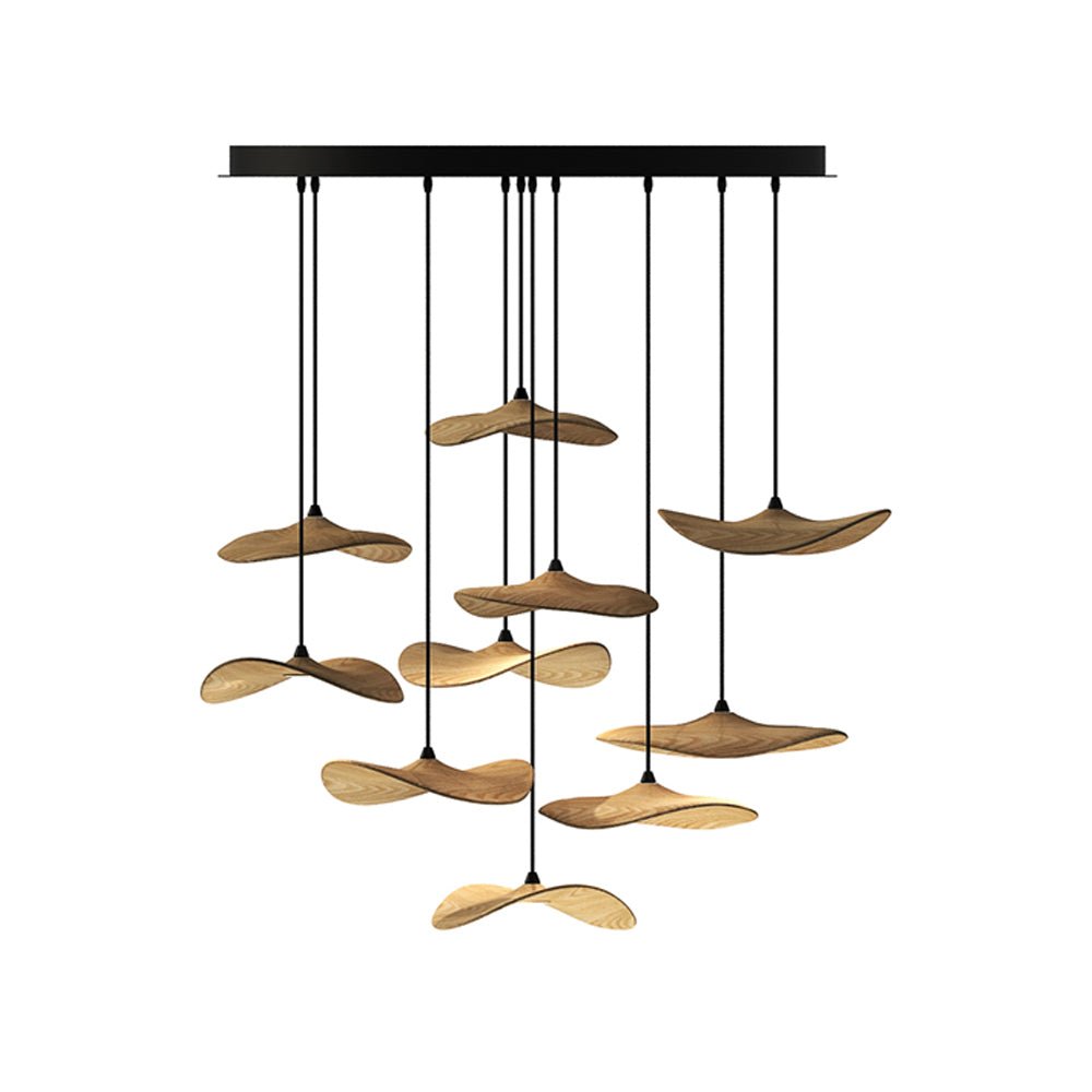 Abbott Modern Minimalist Empty Leaf Wood Chandelier