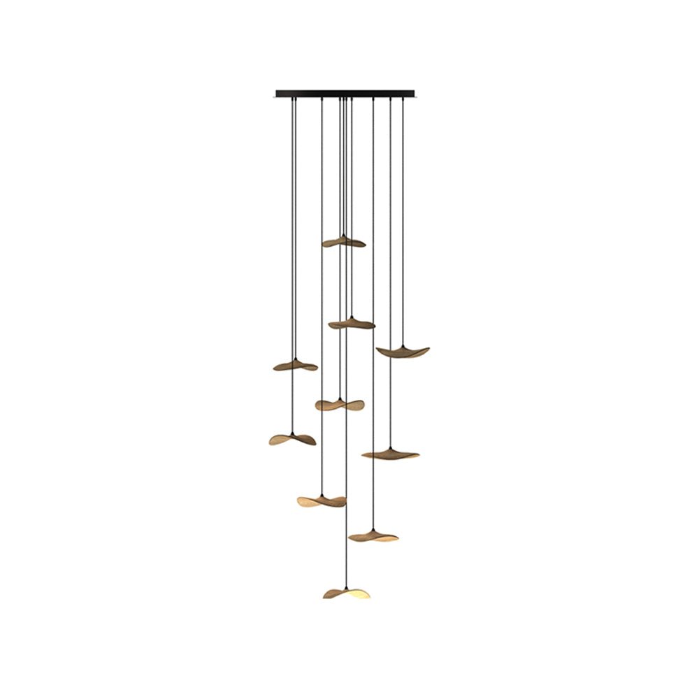 Abbott Modern Minimalist Empty Leaf Wood Chandelier