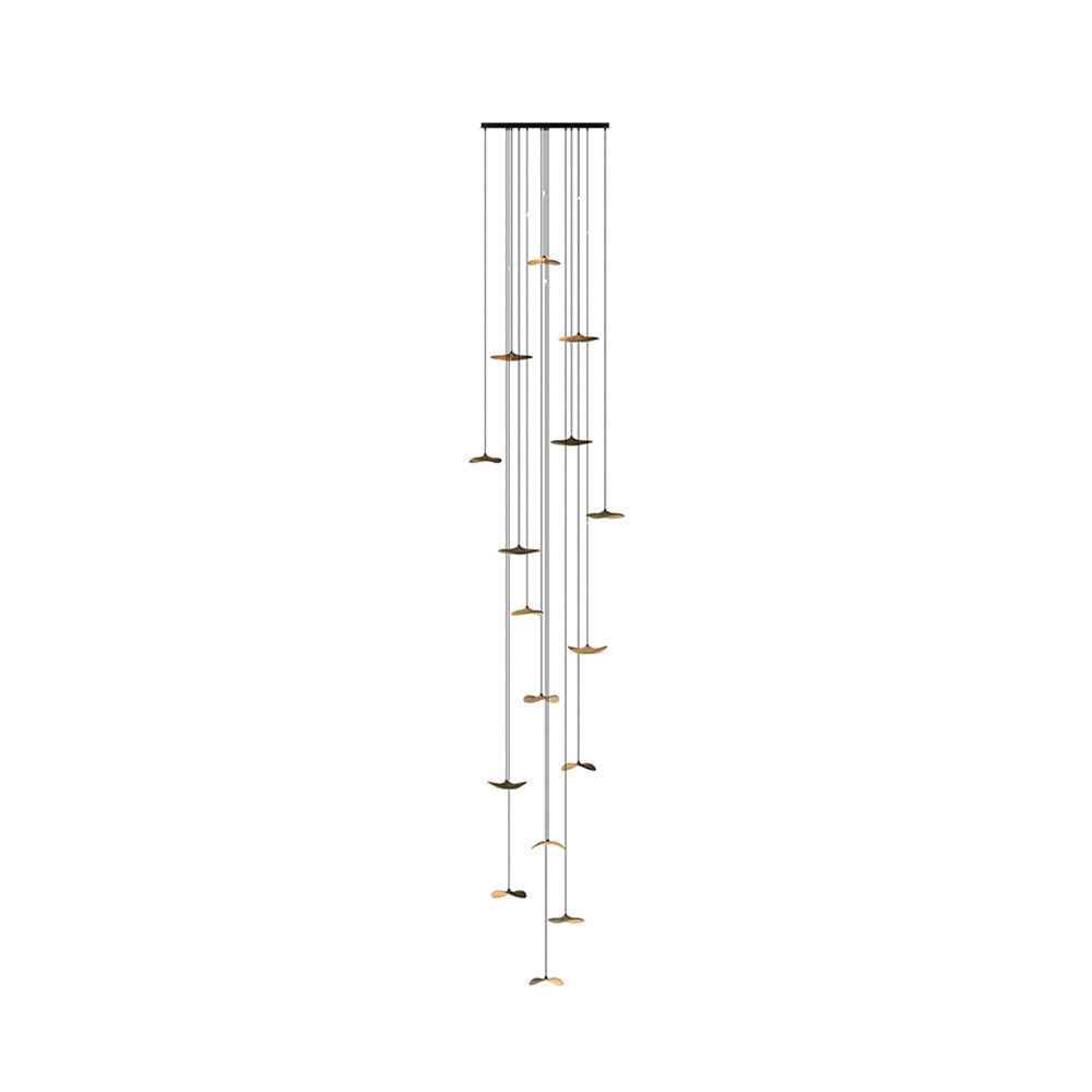 Abbott Modern Minimalist Empty Leaf Wood Chandelier