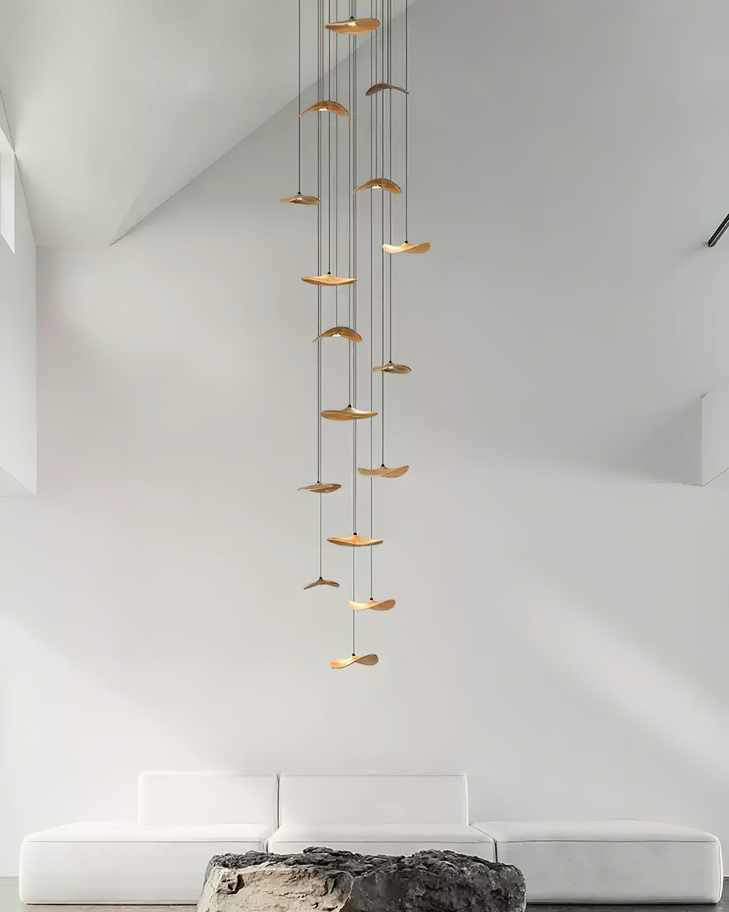 Abbott Modern Minimalist Empty Leaf Wood Chandelier