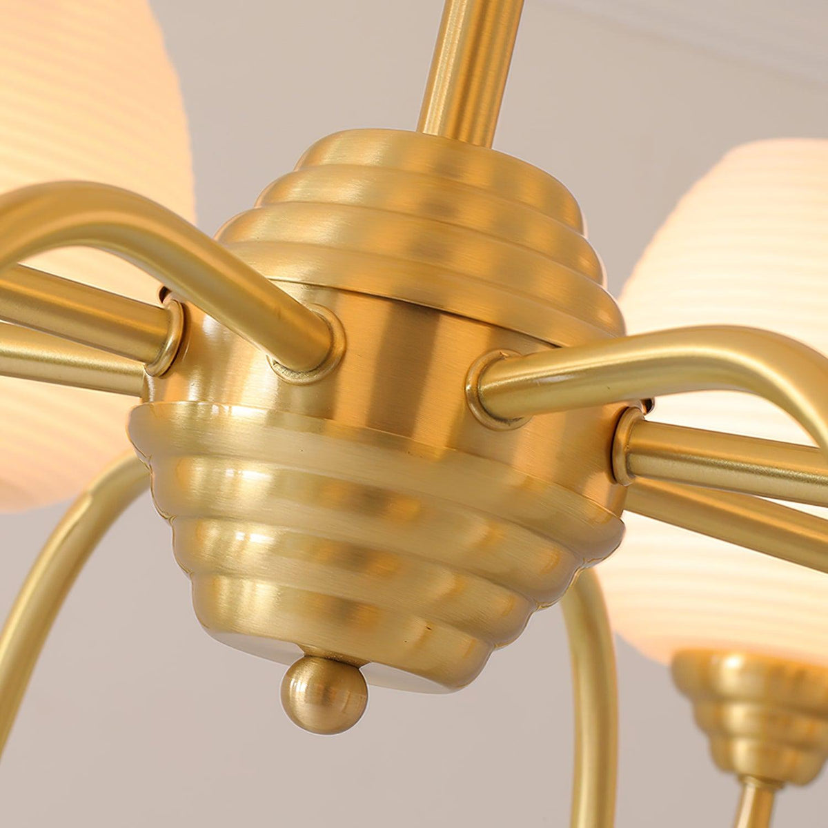 Celenian Chandelier Antique Brass White Glass