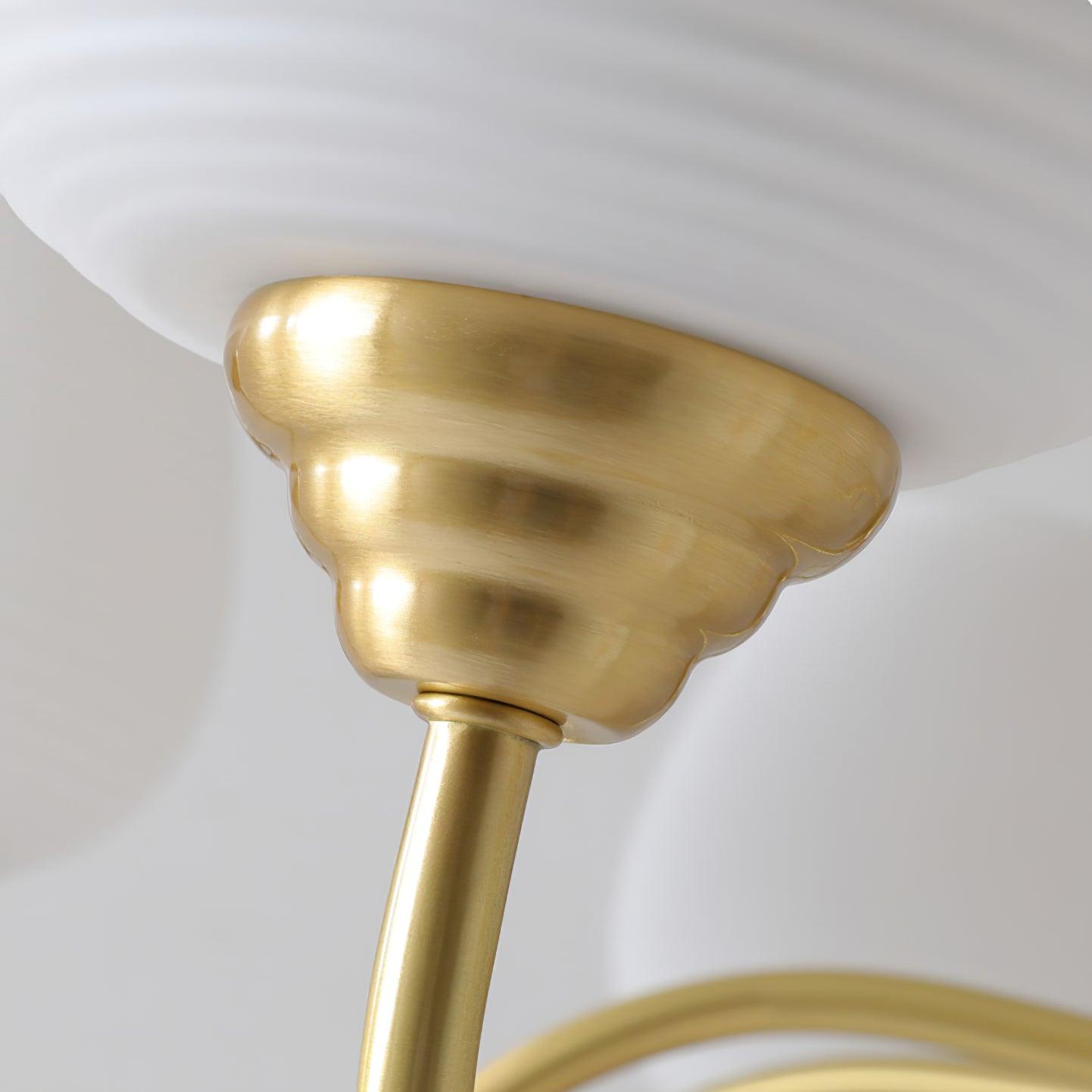 Celenian Chandelier Antique Brass White Glass