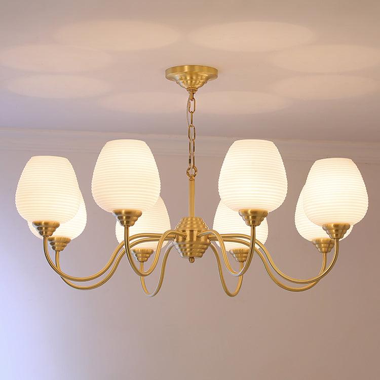 Celenian Chandelier Antique Brass White Glass