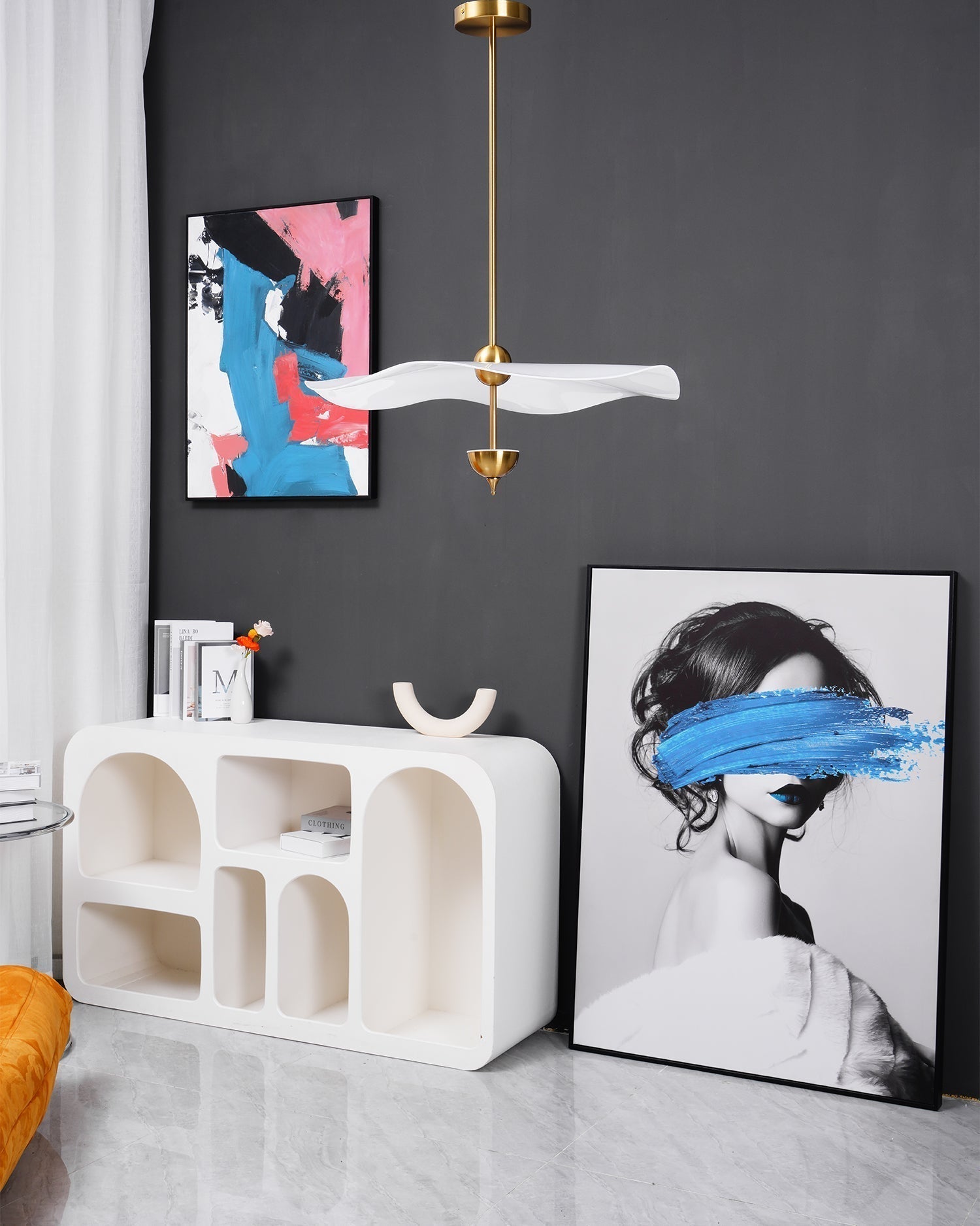 Lustra Pendant Light Double Biscuit for Living Room - Neutral Decor