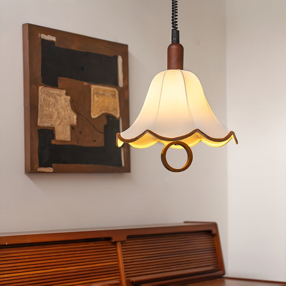 Eurvaryra Classic Elegance Fabric Wood Pendant Light