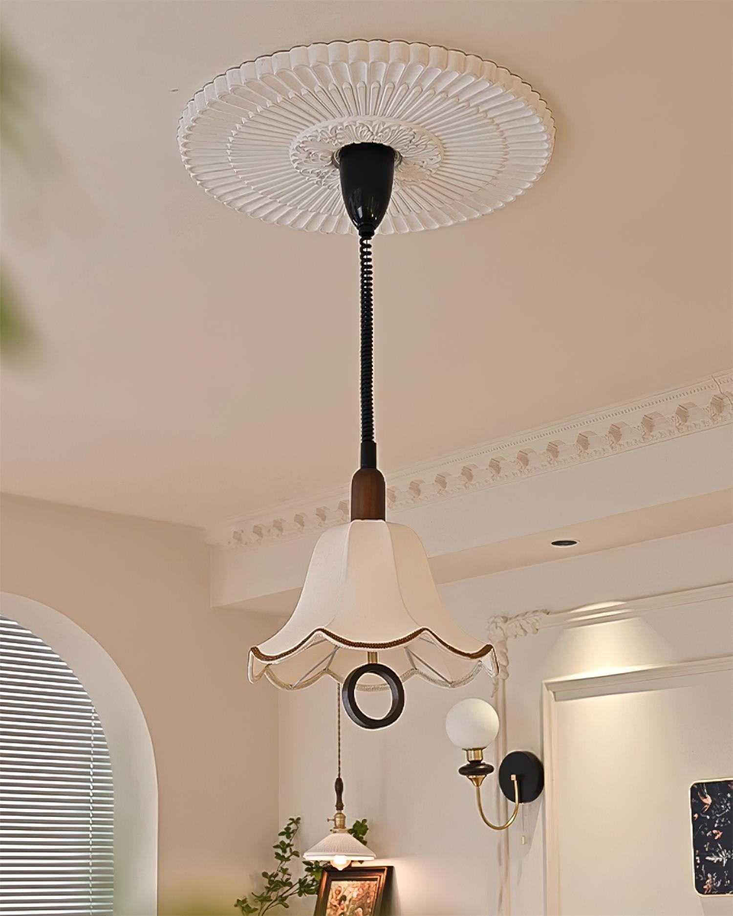 Eurvaryra Classic Elegance Fabric Wood Pendant Light