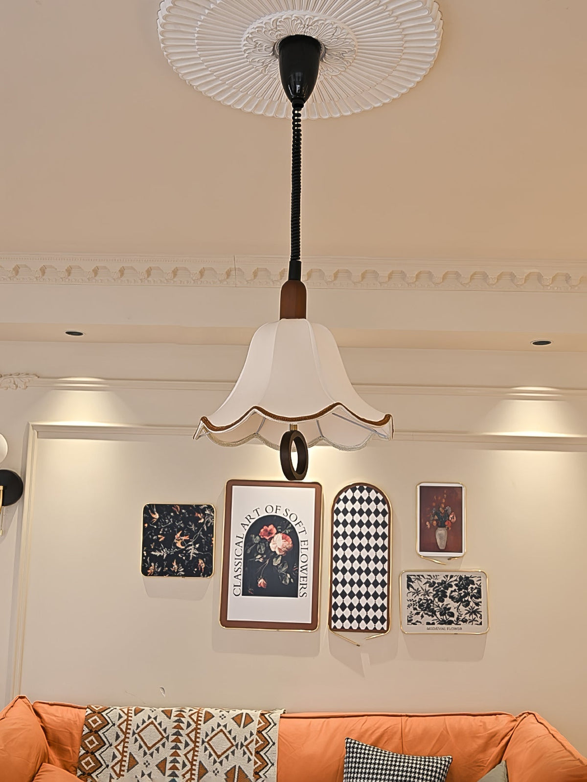 Eurvaryra Classic Elegance Fabric Wood Pendant Light