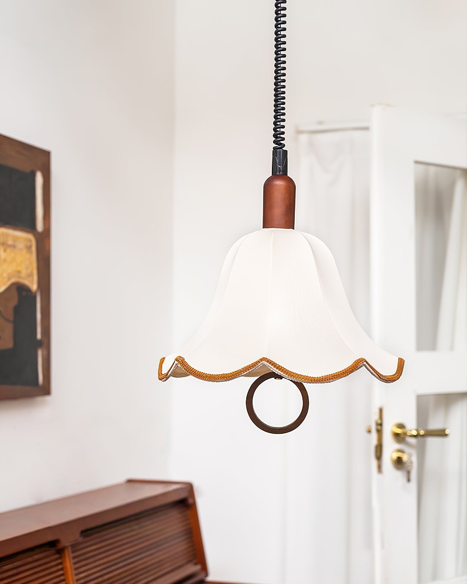 Eurvaryra Classic Elegance Fabric Wood Pendant Light