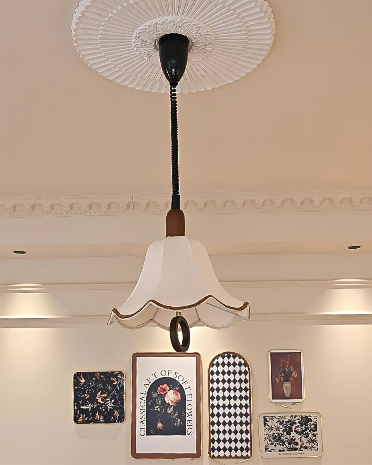 Eurvaryra Classic Elegance Fabric Wood Pendant Light