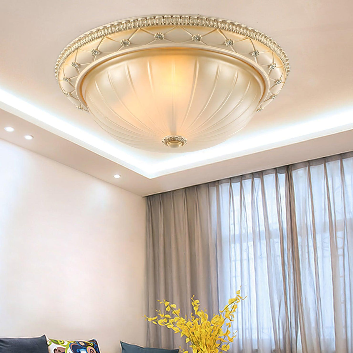 Cerlin Elegance Vintage Resin Glass Flush Ceiling Light