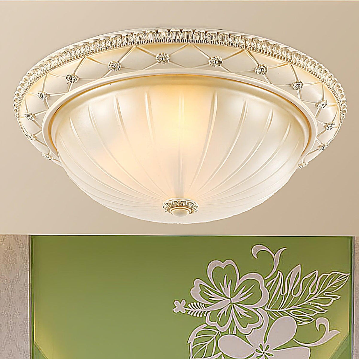 Cerlin Elegance Vintage Resin Glass Flush Ceiling Light