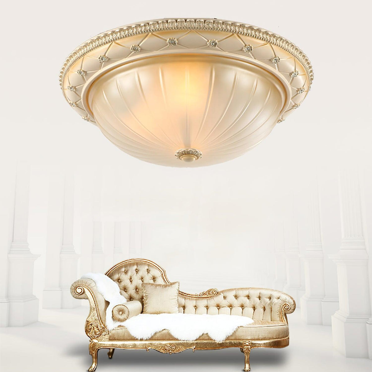 Cerlin Elegance Vintage Resin Glass Flush Ceiling Light