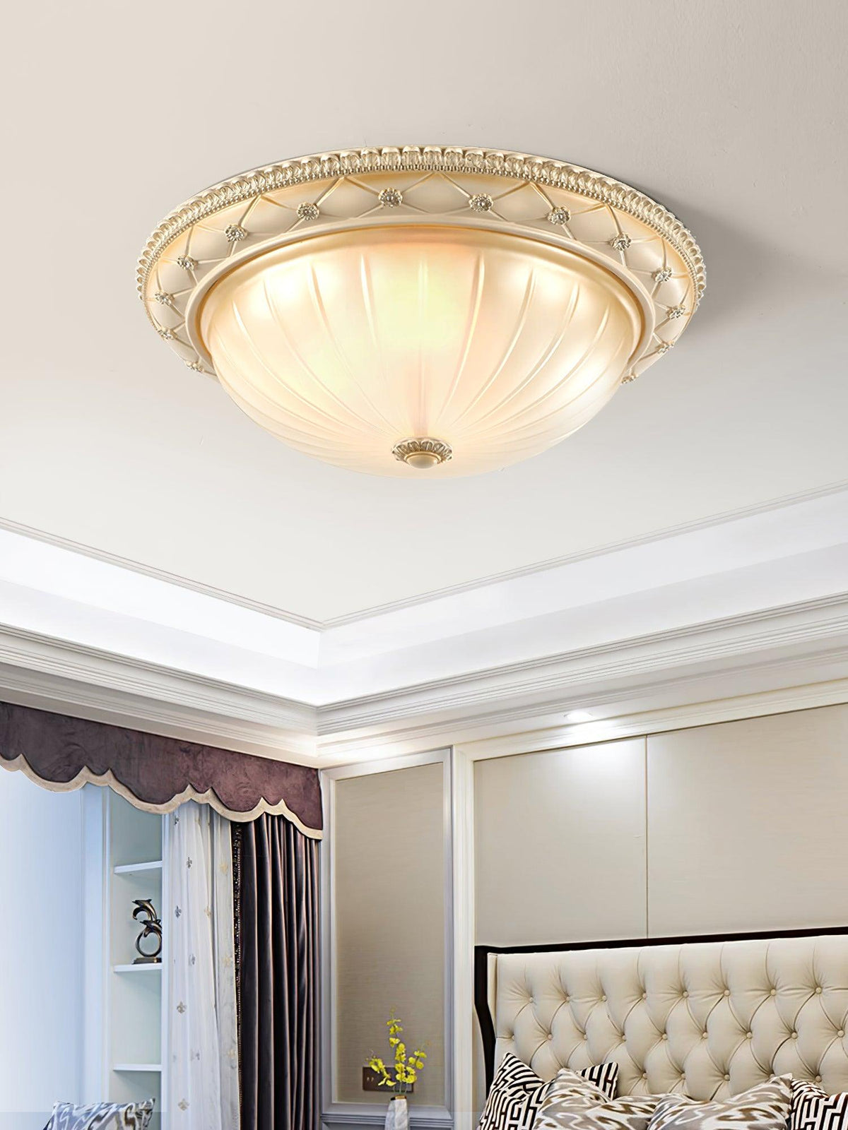Cerlin Elegance Vintage Resin Glass Flush Ceiling Light