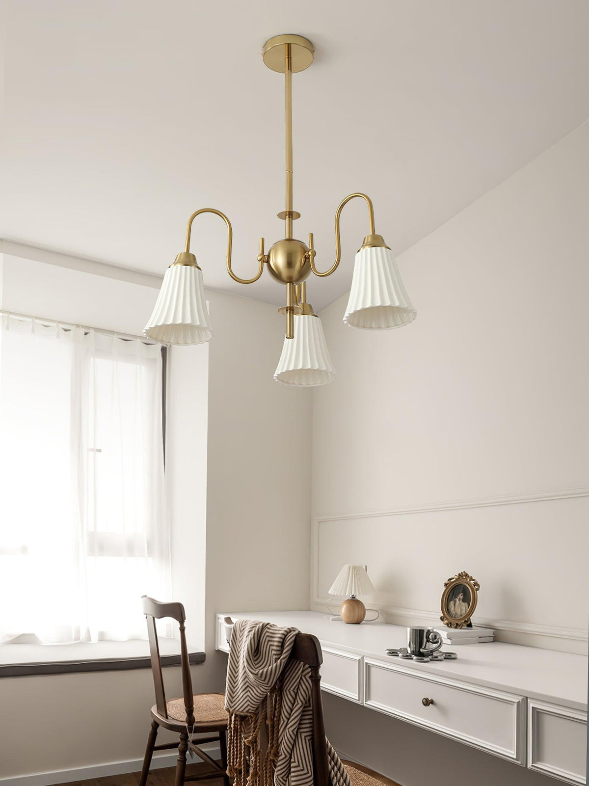 Mireine Chandelier Esther Ceramic Pleated Modern