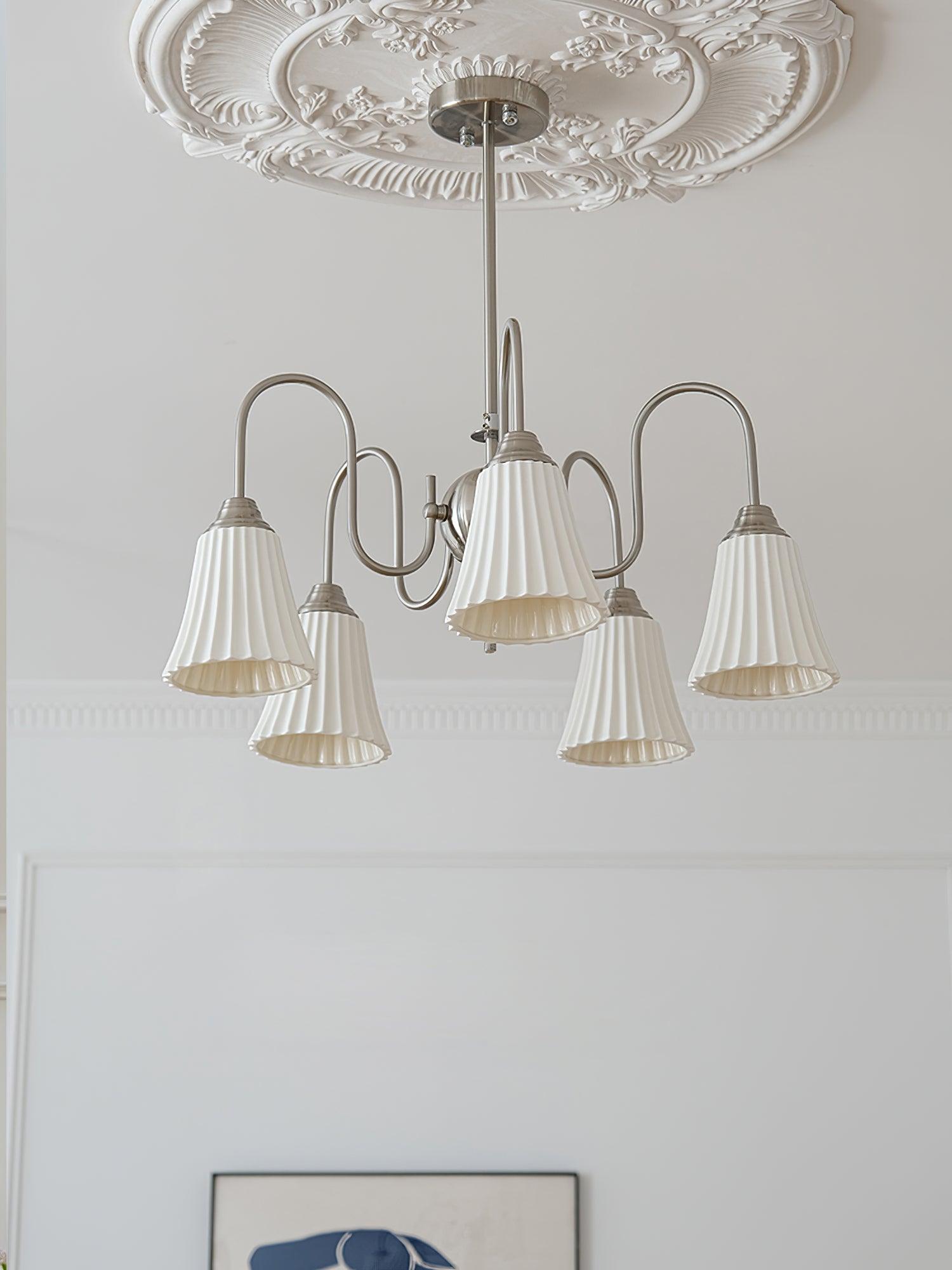 Mireine Chandelier Esther Ceramic Pleated Modern