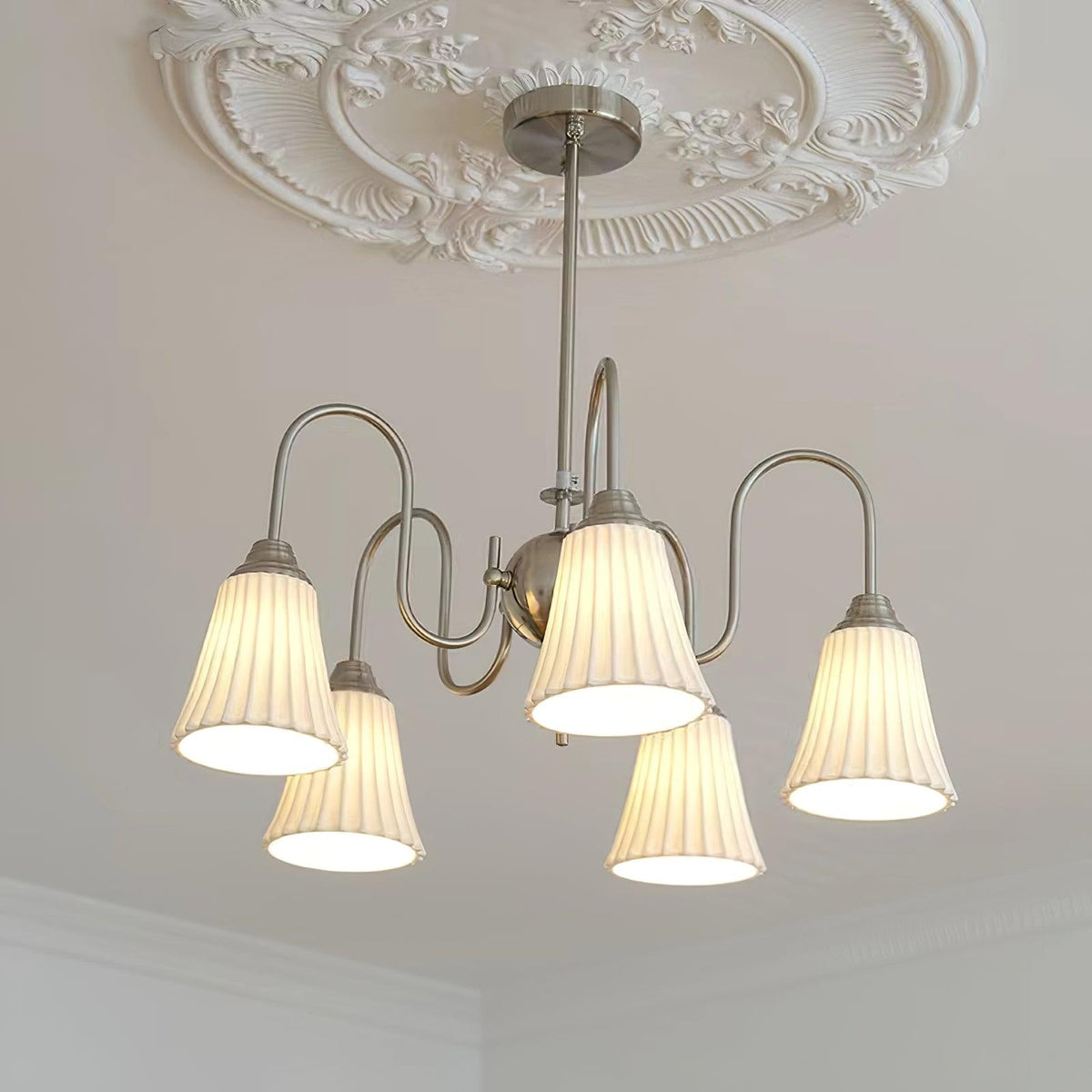 Mireine Chandelier Esther Ceramic Pleated Modern