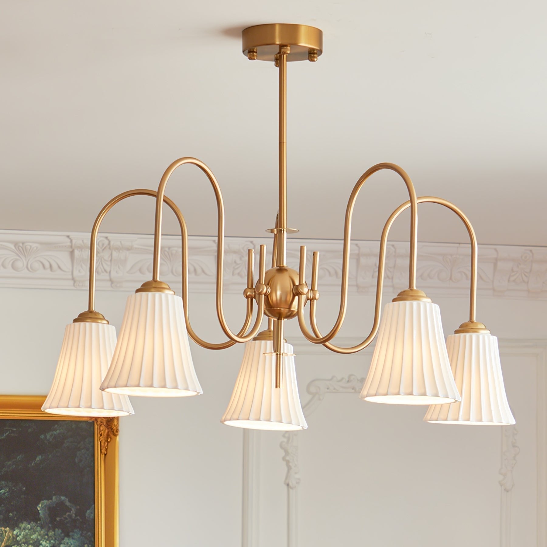 Mireine Chandelier Esther Ceramic Pleated Modern