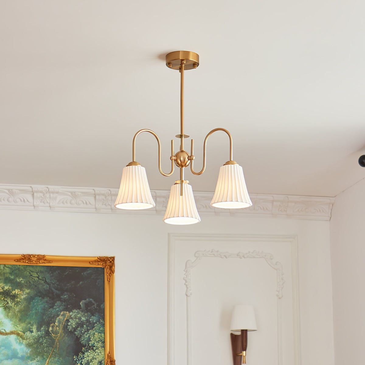 Mireine Chandelier Esther Ceramic Pleated Modern