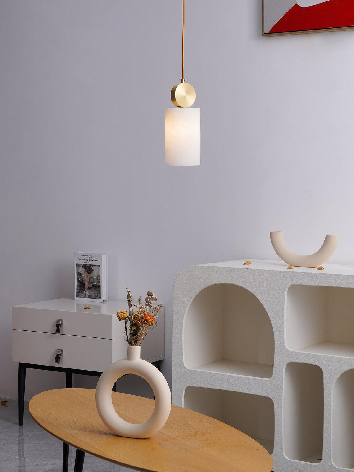 Nore Cylinder Alabaster Pendant Light