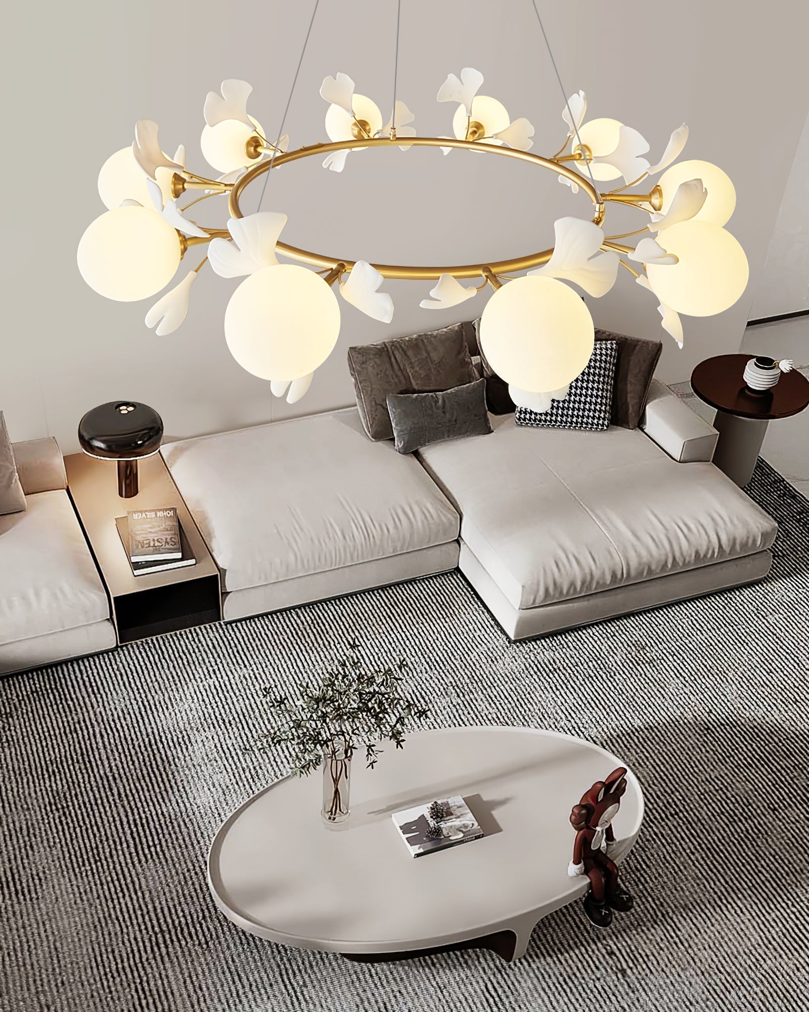Hunell Floral Brass Chandelier