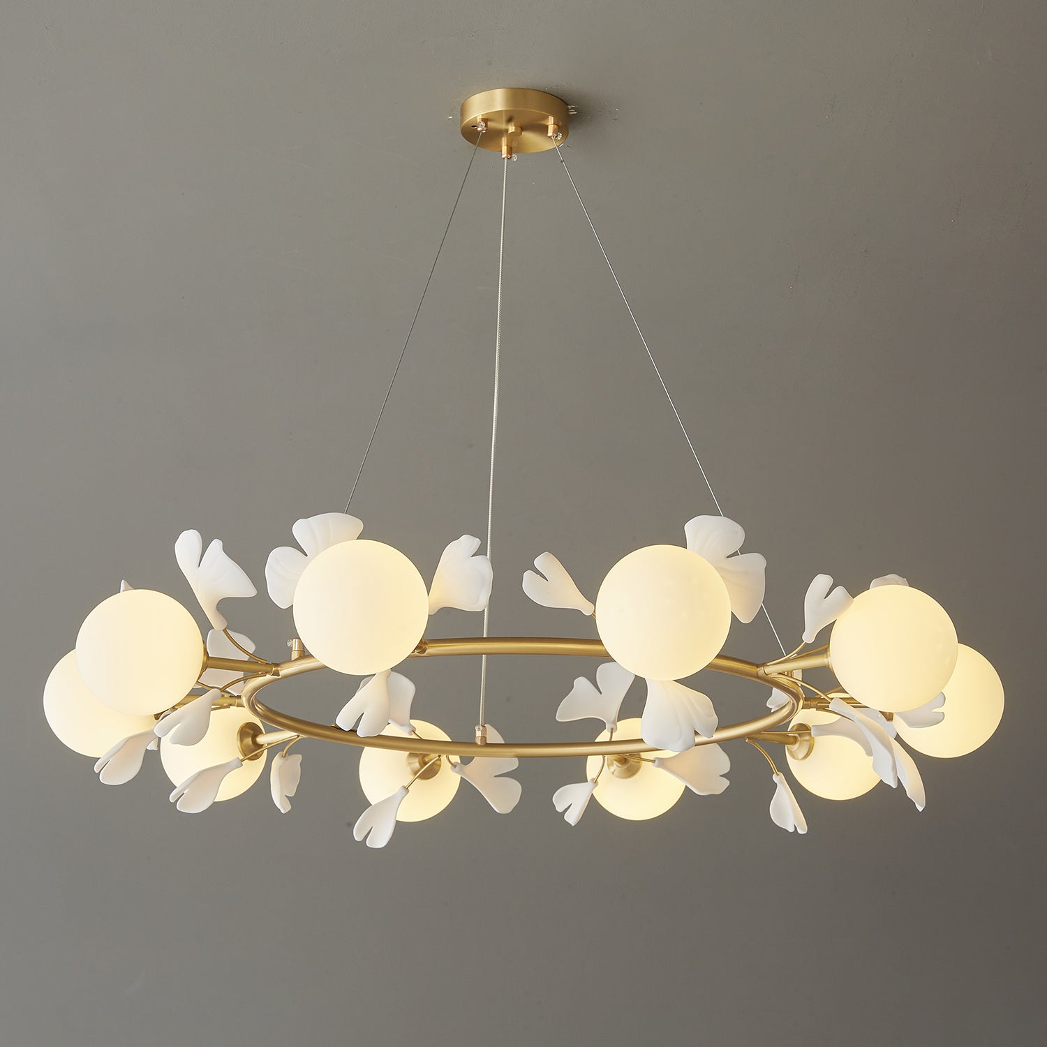 Hunell Floral Brass Chandelier