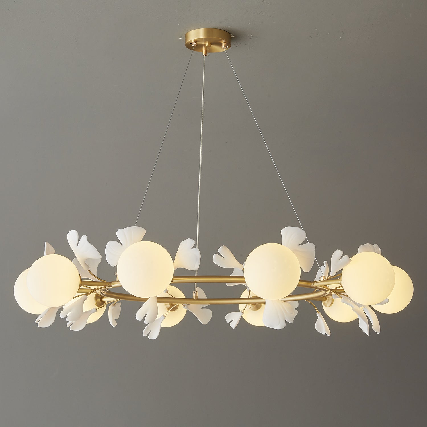 Hunell Floral Brass Chandelier