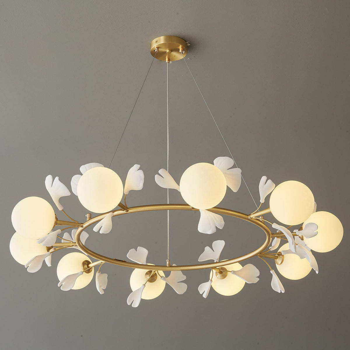 Hunell Floral Brass Chandelier