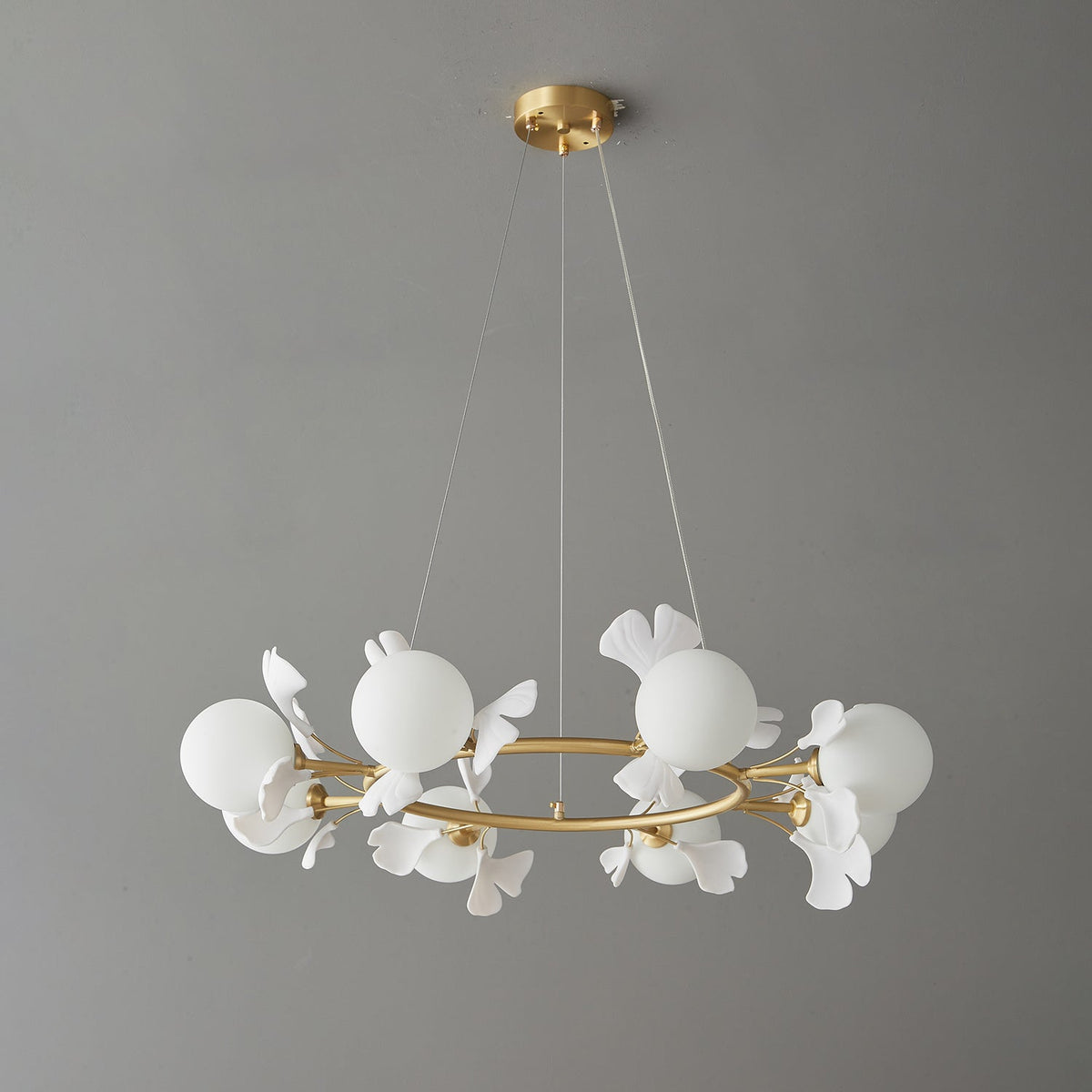 Hunell Floral Brass Chandelier