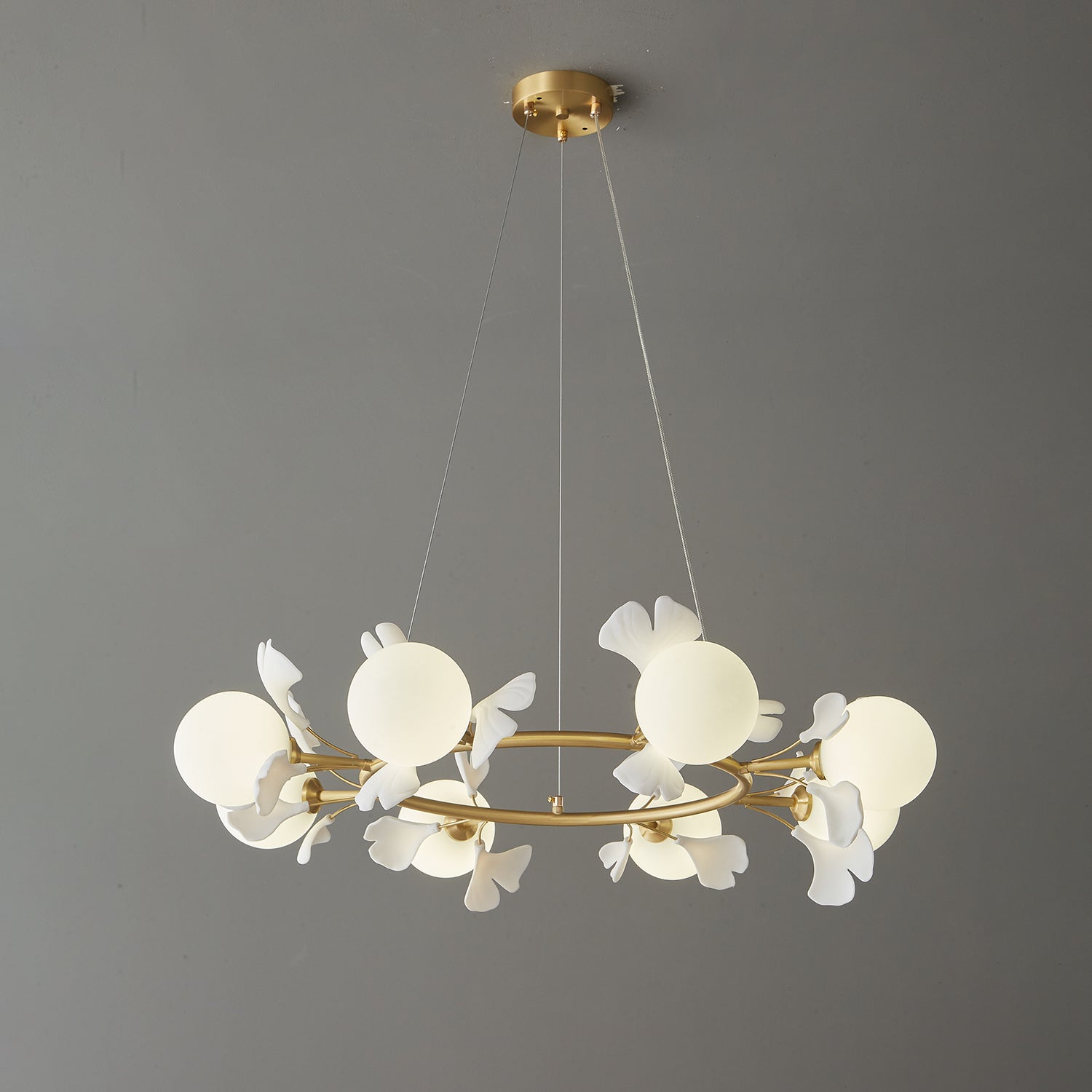 Hunell Floral Brass Chandelier