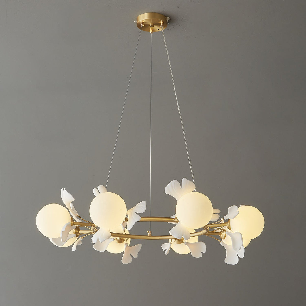 Hunell Floral Brass Chandelier