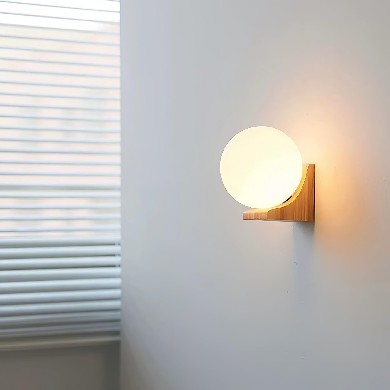 Icarara Modern Minimalist Orb Wood Glass Wall Lamp