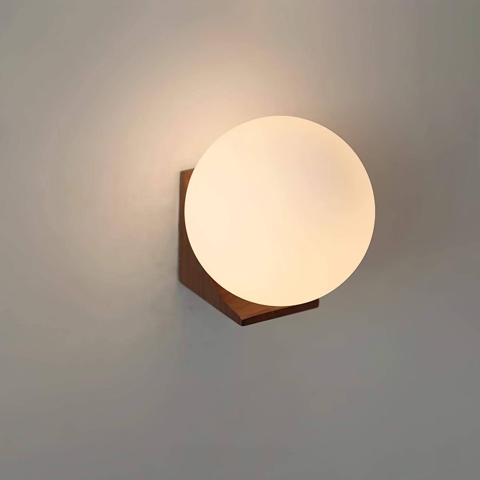 Icarara Modern Minimalist Orb Wood Glass Wall Lamp