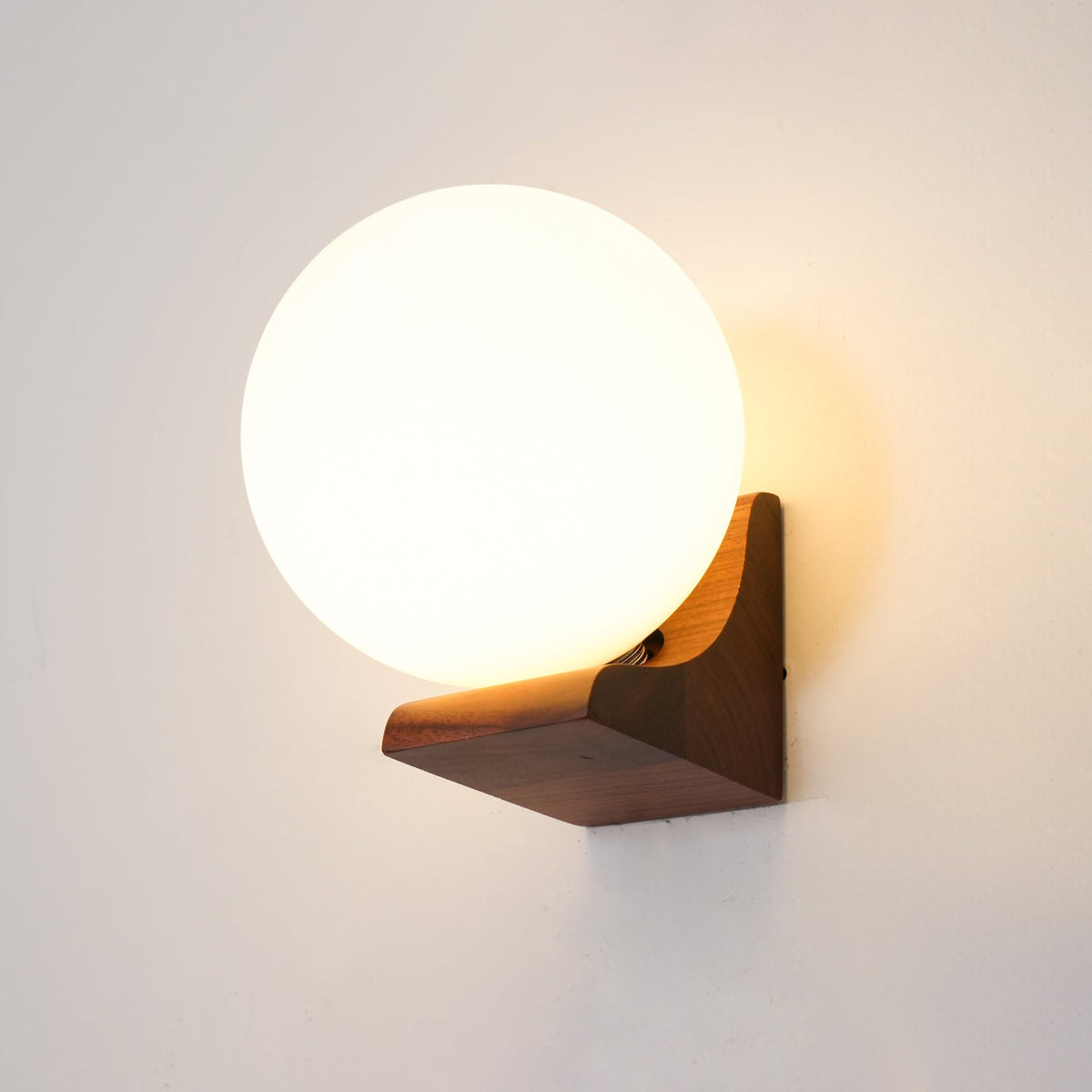Icarara Modern Minimalist Orb Wood Glass Wall Lamp