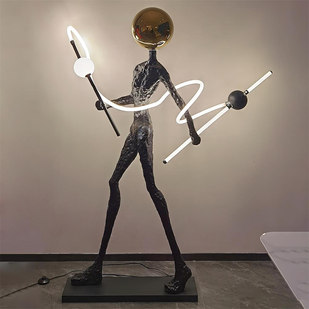 Nycaran Sculptural Black Floor Lamp
