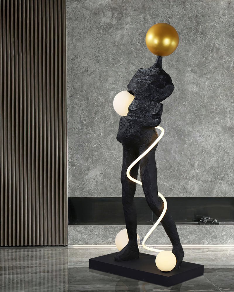 Nycaran Sculptural Black Floor Lamp
