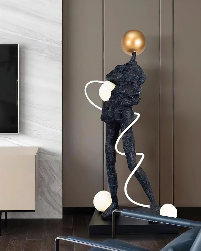 Nycaran Sculptural Black Floor Lamp