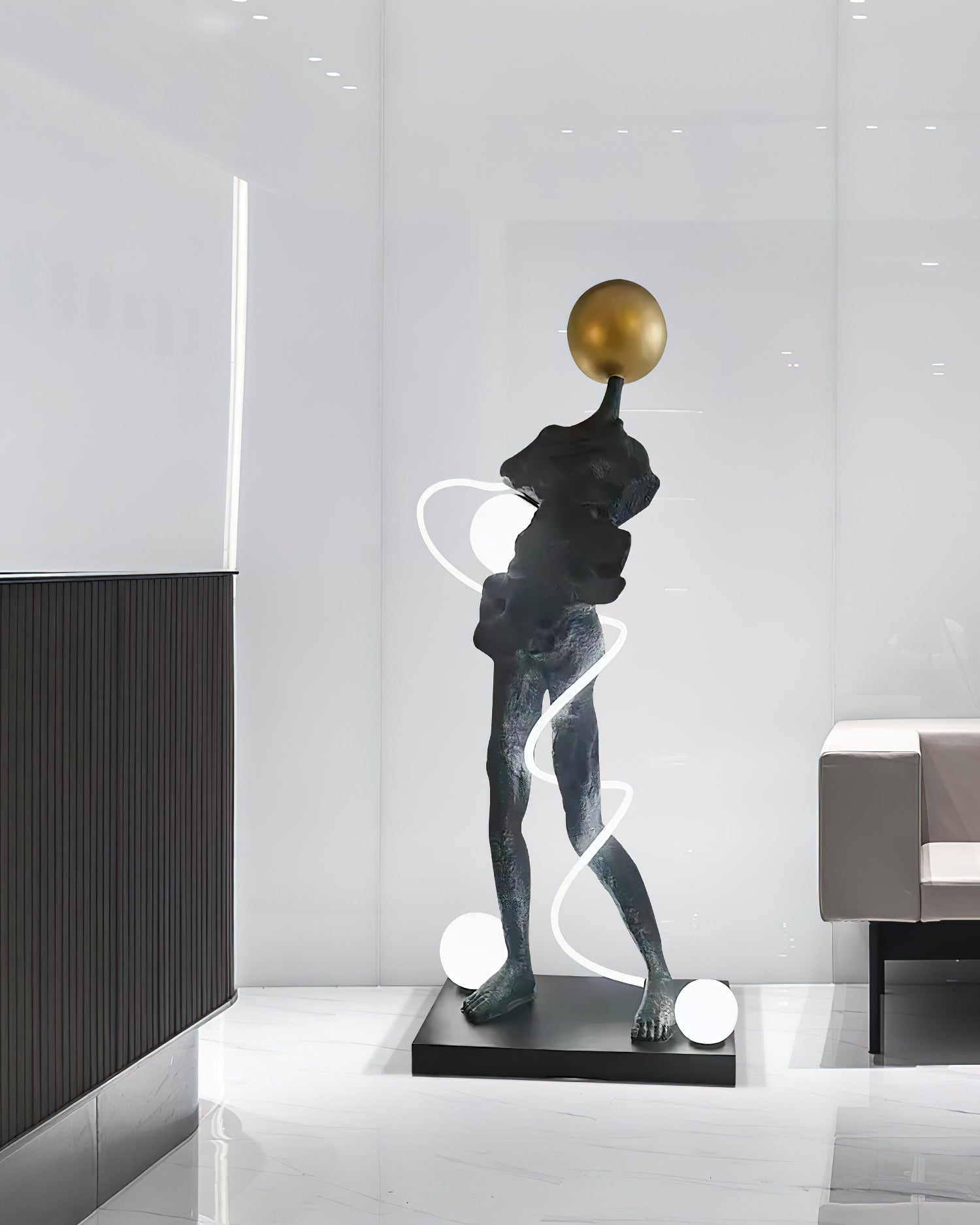Nycaran Sculptural Black Floor Lamp
